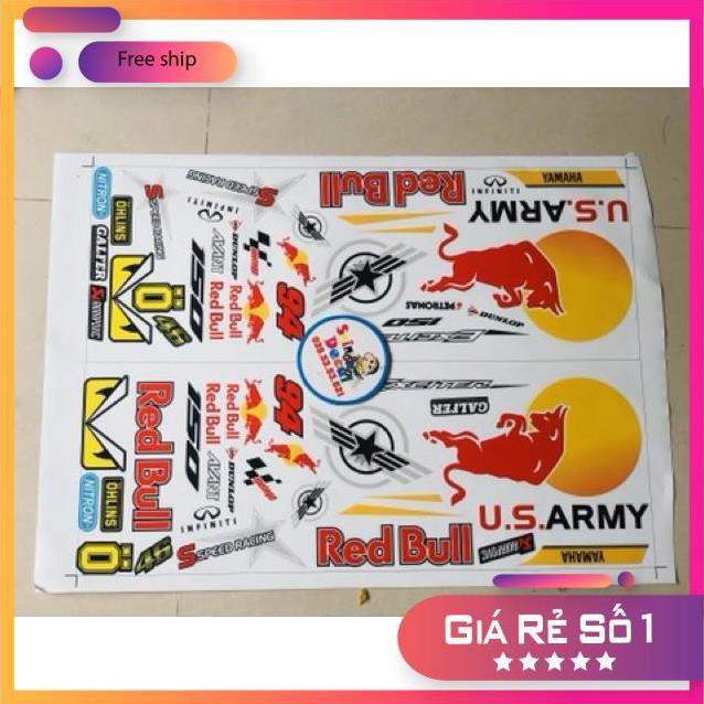 DECAL PVC 5 LỚP CHẤT LƯỢNG CAO Tem rời Exciter 150 redbull dán xe trắng