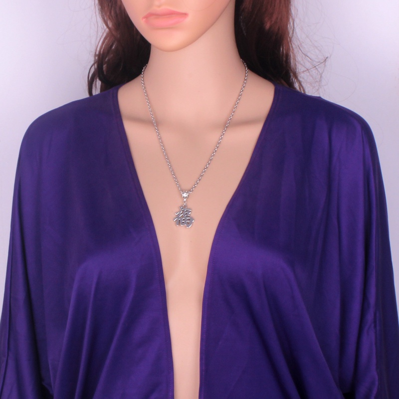 Vòng cổ 45 / 50 / 60 / 70CM Bằng Thép Không Gỉ Mặt Khắc Chữ Chúc May Mắn Phong Cách Trung Hoa Cho Nam Và Nữ di039