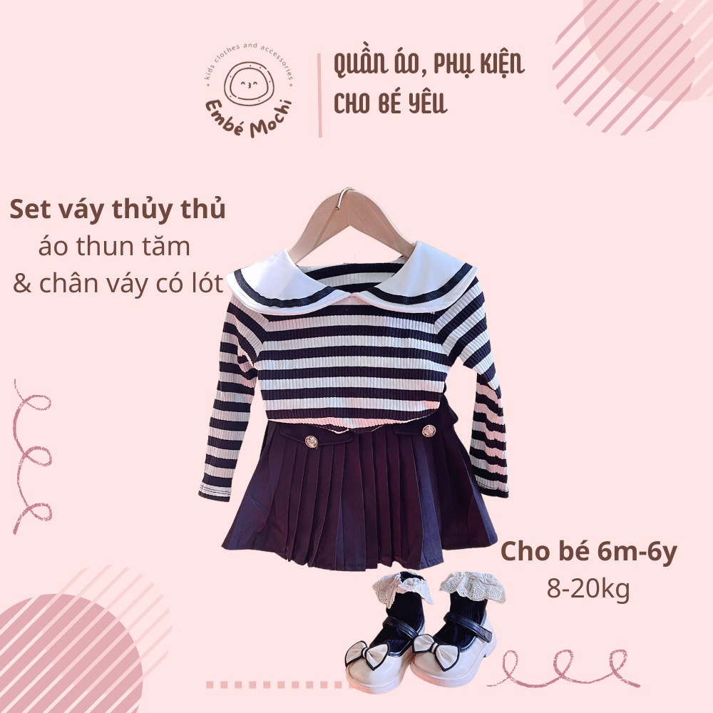 Set áo thủy thủ kèm chân váy cho bé gái