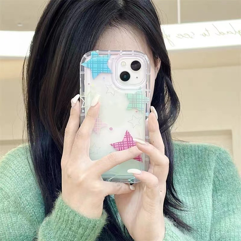 Ốp Điện Thoại TPU Silicon Mềm Trong Suốt Chống Sốc Hình Ngôi Sao Nhiều Màu Cho IPhone 14 13 12 11 Pro XS Max X XR 8 7 6 6S Plus
