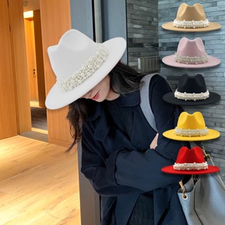 Mũ PANAMA đính ngọc trai giả thời trang thanh lịch cho nam/nữ