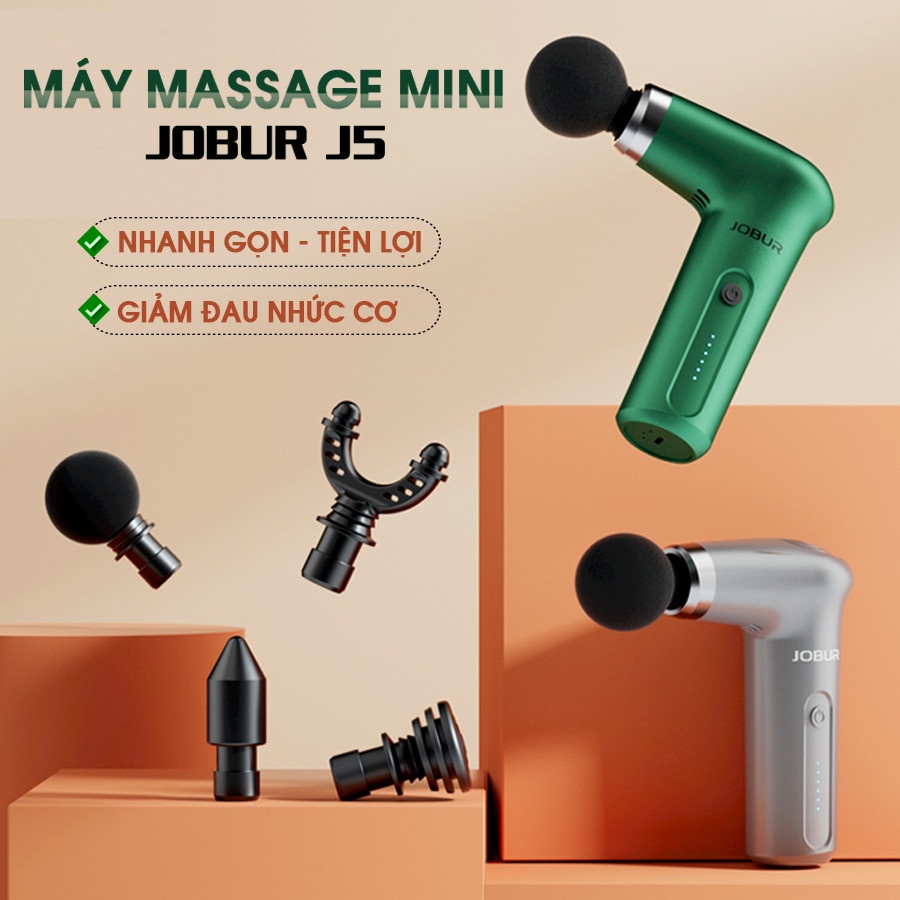 Máy massage cầm tay JOBUR J5 mini 4 đầu massage máy mát xa 4 mức rung giãn cơ giảm đau mỏi toàn thân