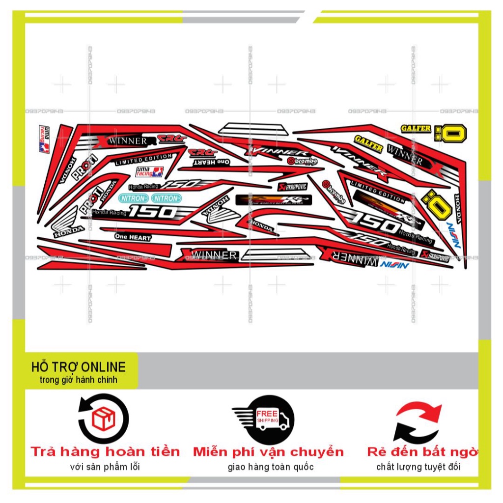 {TPHCM-FREE SHIP] TEM RỜI WINNER X CHỈ ĐỎ ĐEN NHÁM