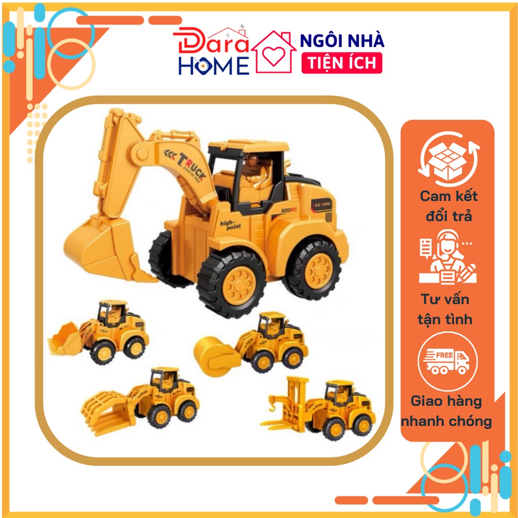 BỘ ĐỒ CHƠI 6 CHIẾC Ô TÔ MÔ HÌNH CÔNG TRÌNH CHO BÉ