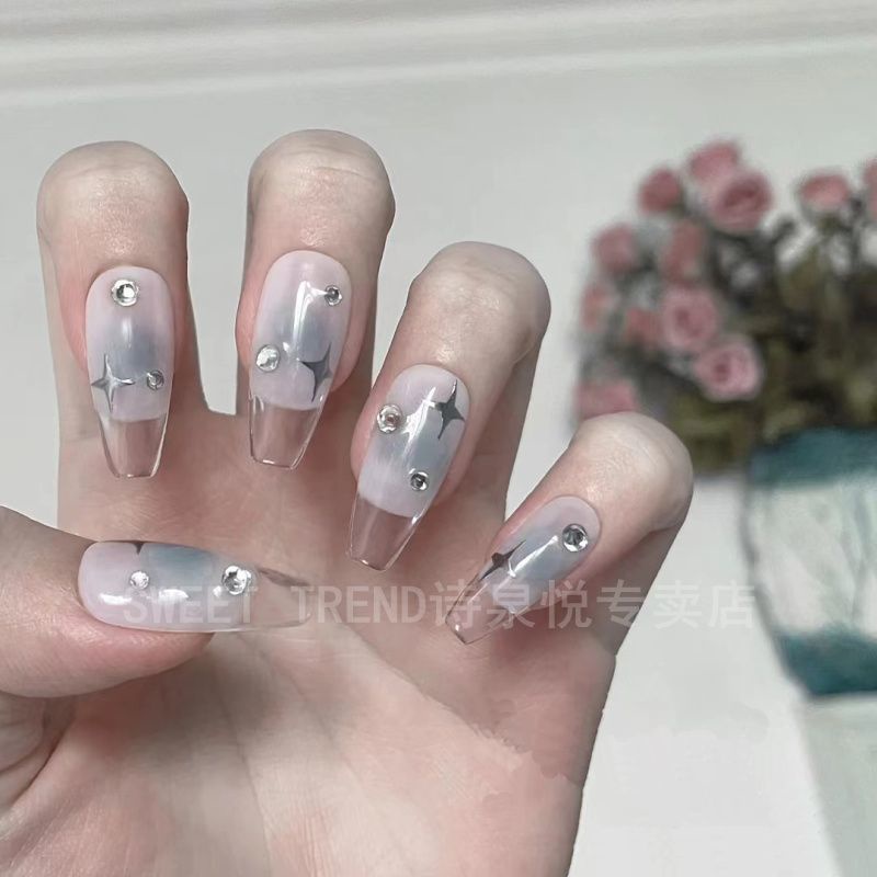 Miếng dán trang trí móng tay STZPRONAIL hình ngôi sao / trái tim / dải ngân hà lấp lánh xinh xắn