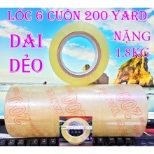 Băng keo trong, đục 200yar loại 1,8kg 1 cây 6 cuộn đóng hàng