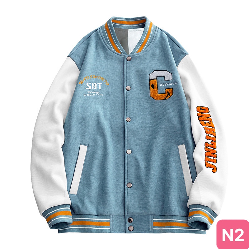 Áo khoác nỉ Hoodie nam nữ không có nón form rộng kiểu dáng Bomber bóng chày GM18