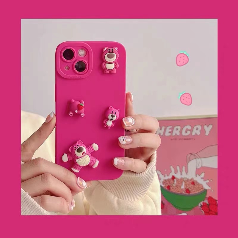 Ốp Điện Thoại Tpu In Hình Gấu Dâu Tây Mary Cho IPhone 11 12 13 14 Pro Max Mini 6 6S 7 8 Plus SE 2020 X XR XS Max