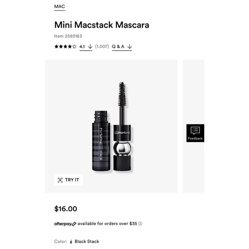 Mascara MAC mini size