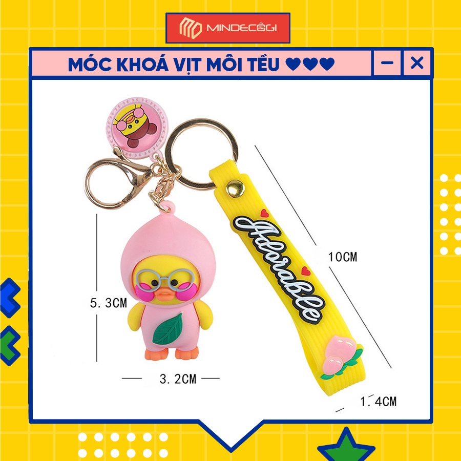 Móc khoá vịt môi tều đội mũ bảo hiểm hình máy bay đáng yêu