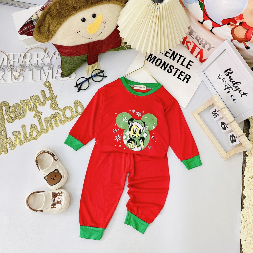 Đồ Giáng Sinh Noel Cho Bé Sơ Sinh - Chất Thun Lạnh Minky Mom - Bộ Dài Tay Cho Bé Trai Bé Gái Từ 5-15KG