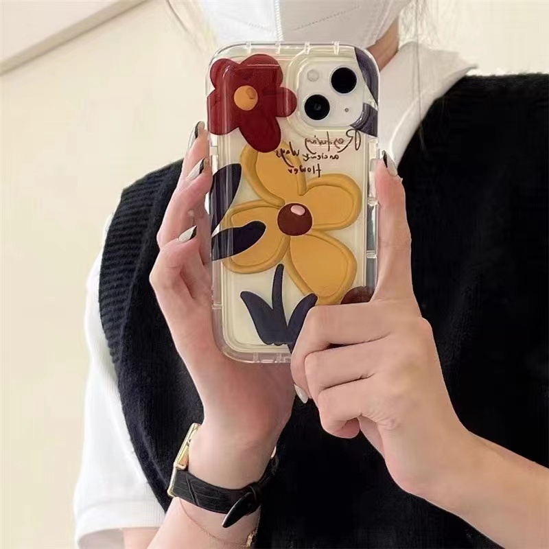 Ốp Điện Thoại TPU Dẻo Trong Suốt Họa Tiết Hoa Hướng Dương Chống Sốc Cho IPhone 14 13 12 11 Pro XS Max X XR 8 7 6 6S Plus