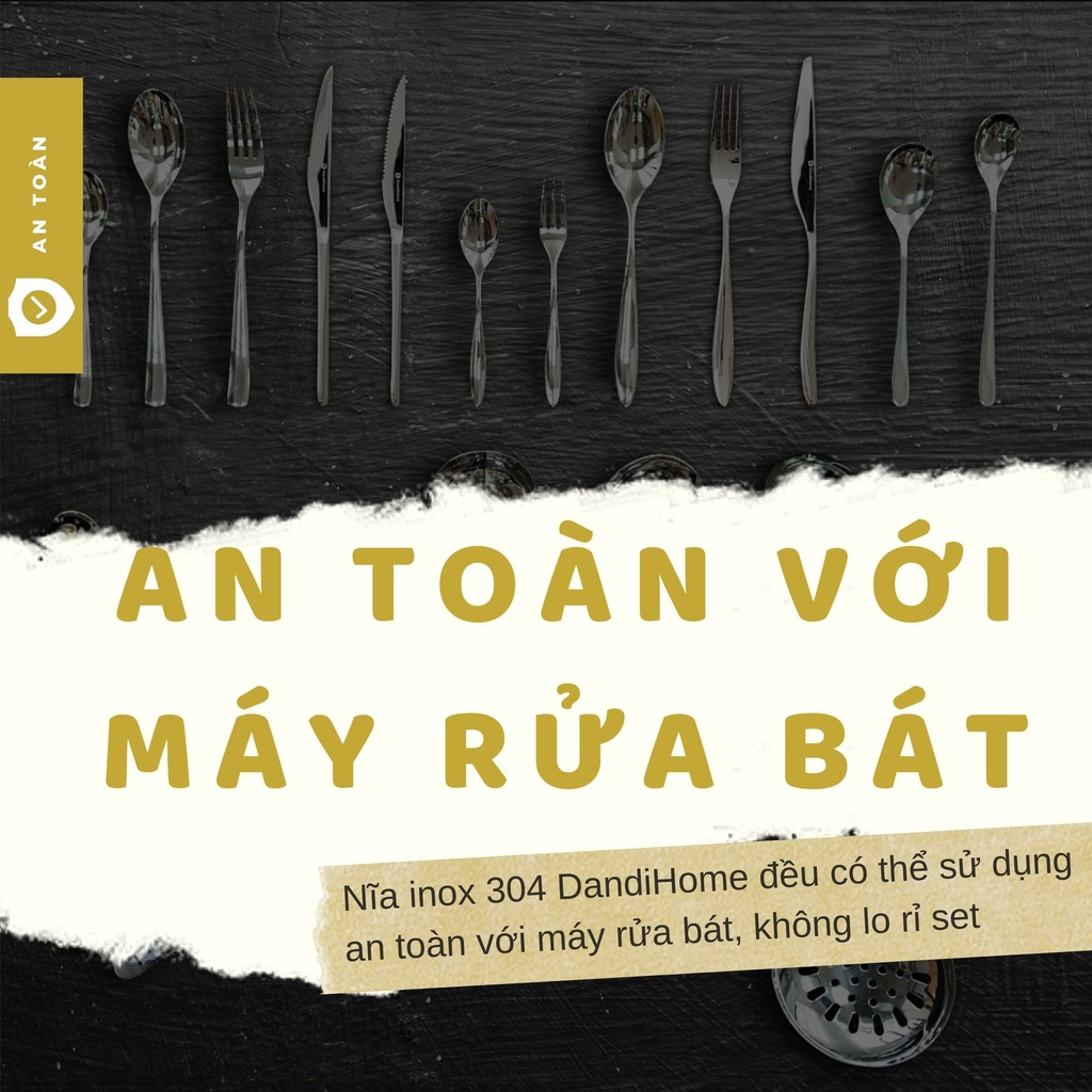 Nĩa DandiHome ăn trái cây, hoa quả, ốc, bánh kem inox 304 cao cấp - Sản phẩm lẻ 1 cái