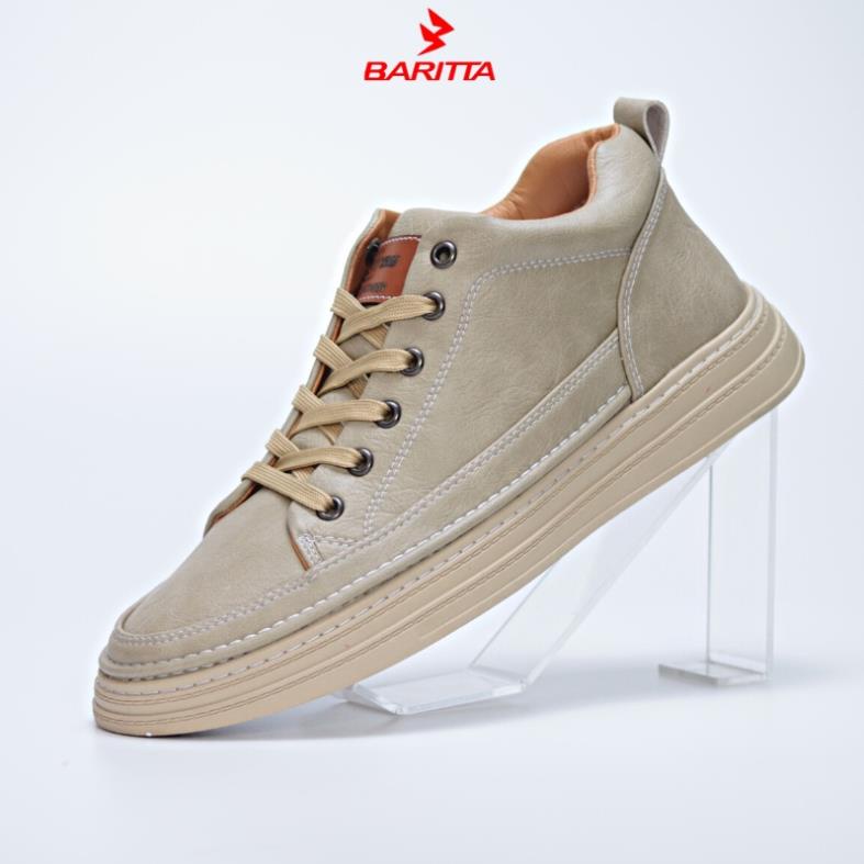 Giày SNEAKER nam cổ lửng Baritta da NAPPA 3 màu nâu,đen,kem bee đế cao su đúc tăng chiều cao 3.5cm - ST01