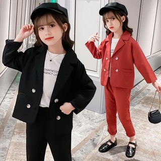 Set Áo Khoác Vest + Quần Dài Thời Trang Hàn Quốc Cho Bé Gái