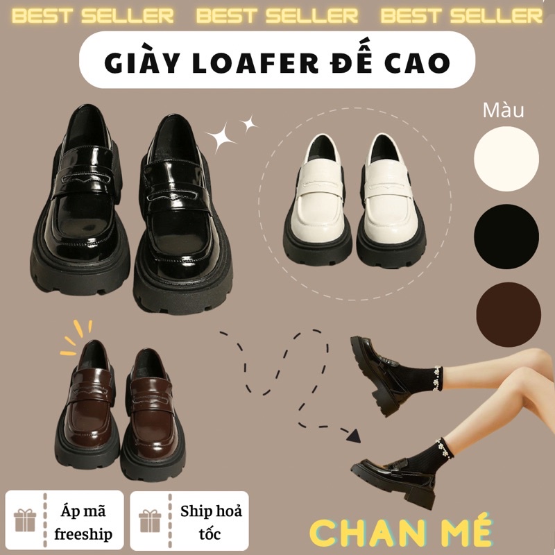 Giày Loafer đế cao 6cm  giày mũi tròn vintage Ulzzang Oxford Lolita nữ đế dày phong cách Anh Quốc Nhật Bản