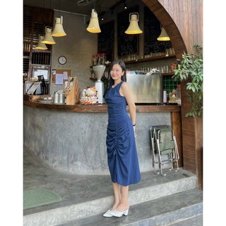 Đầm rút thân nhún eo dáng middi - Thu Linh