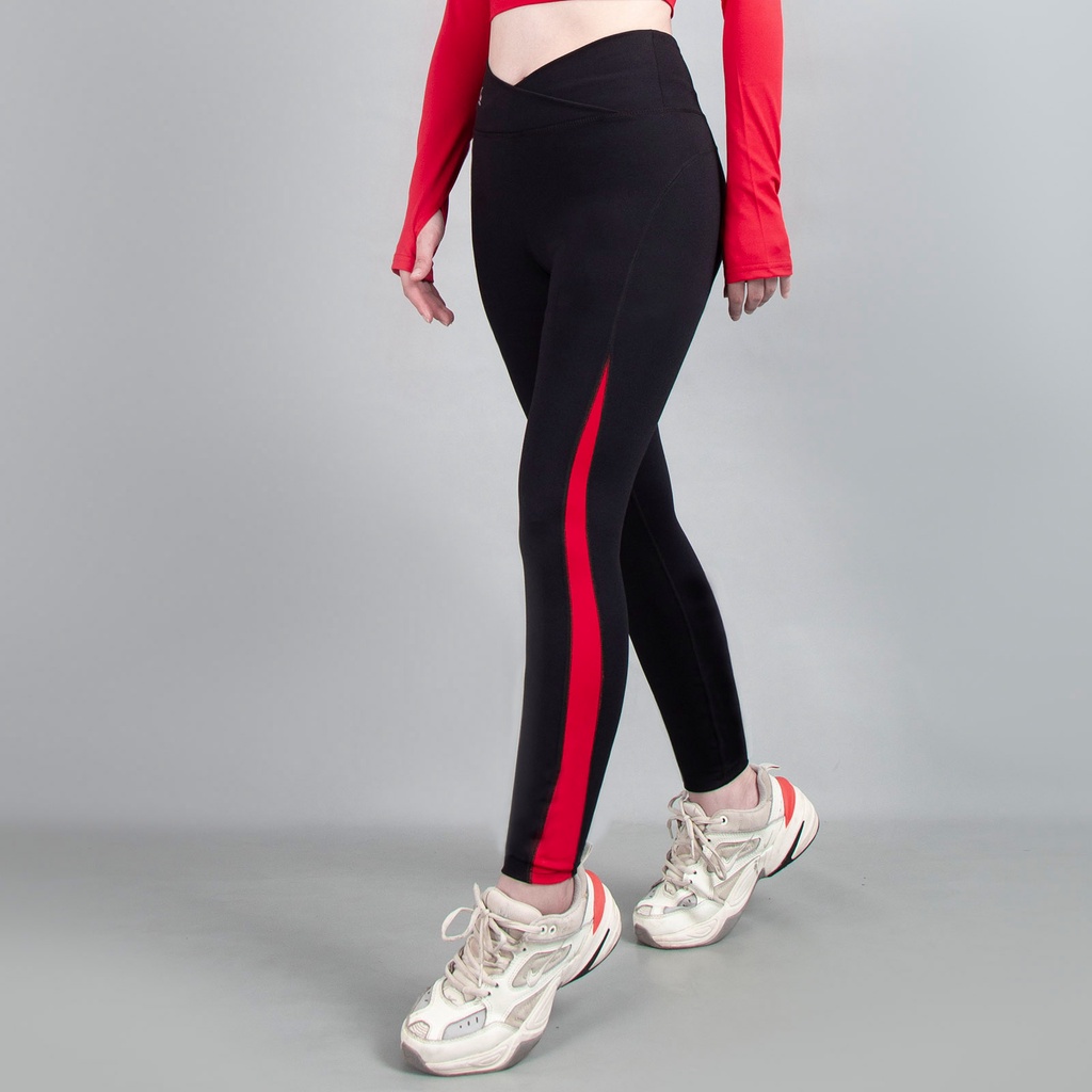 Quần thể thao Gladimax Leggings Genmax G12 đen phối màu hai bên hỗ trợ, nâng cao hiệu quả tập luyện