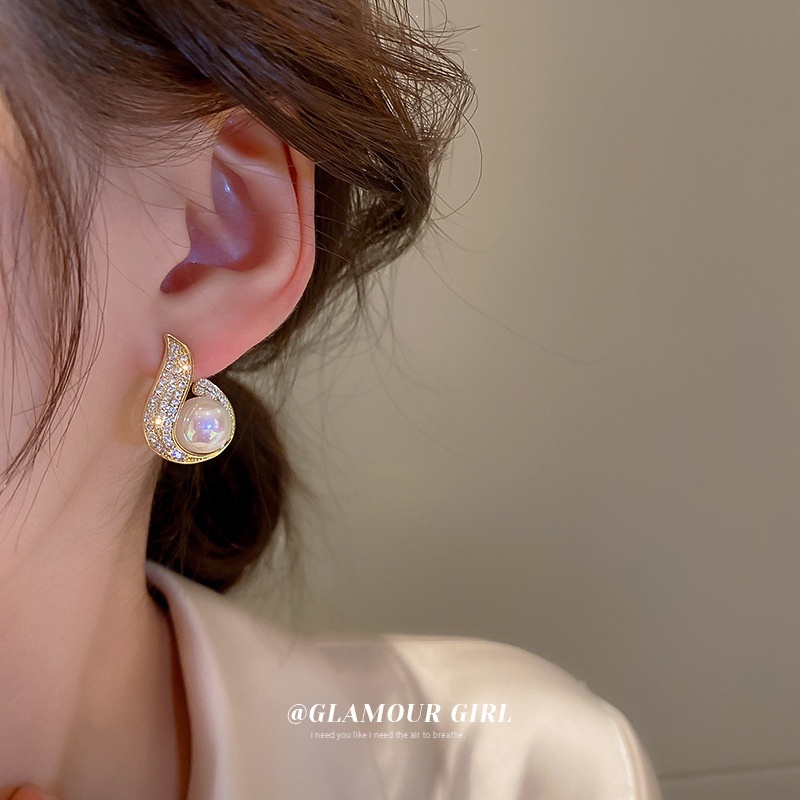 Bông Tai Hình Giọt Nước Đính Đá Zircon Thời Trang Hàn Quốc Cho Nữ