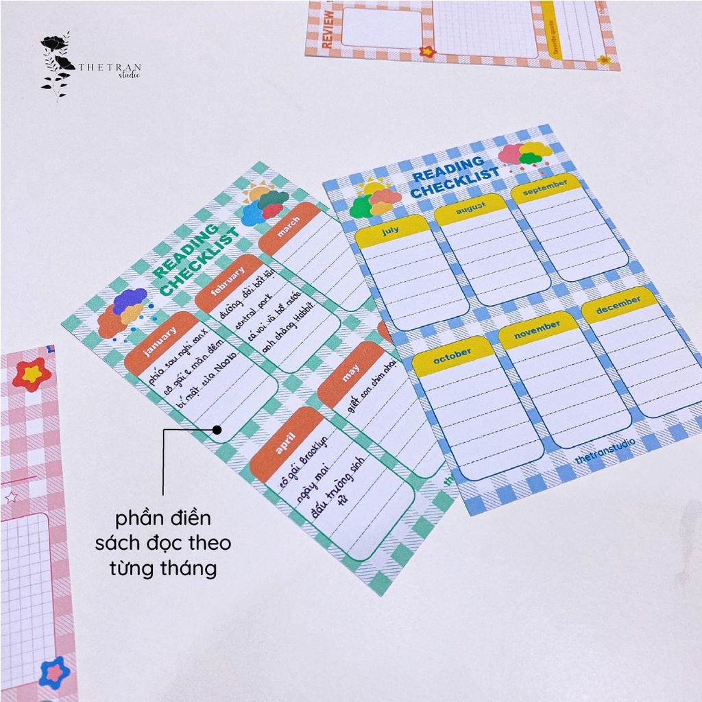 Bộ 16 giấy ghi chú A6 review sách / reading journal / thetranstudio