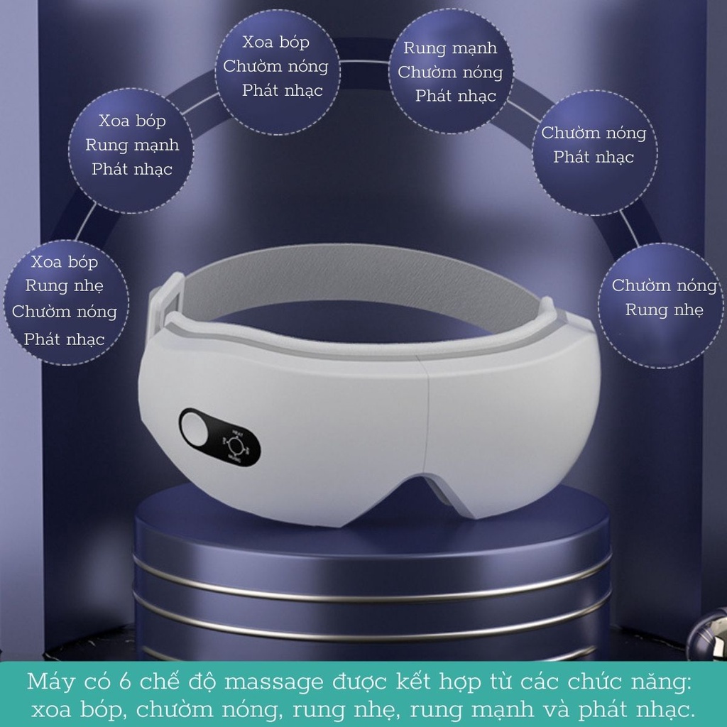 Máy Massage Mắt Chườm Nóng Xoa Bóp Nén Khí Cao Cấp LANEVA EM006, Giảm Nhức Mỏi Mắt, Làm Mờ Quầng Thâm, Giúp Thư Giãn.