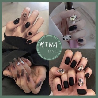 Bộ 24 móng tay giả tone Đen cá tính Miwanail