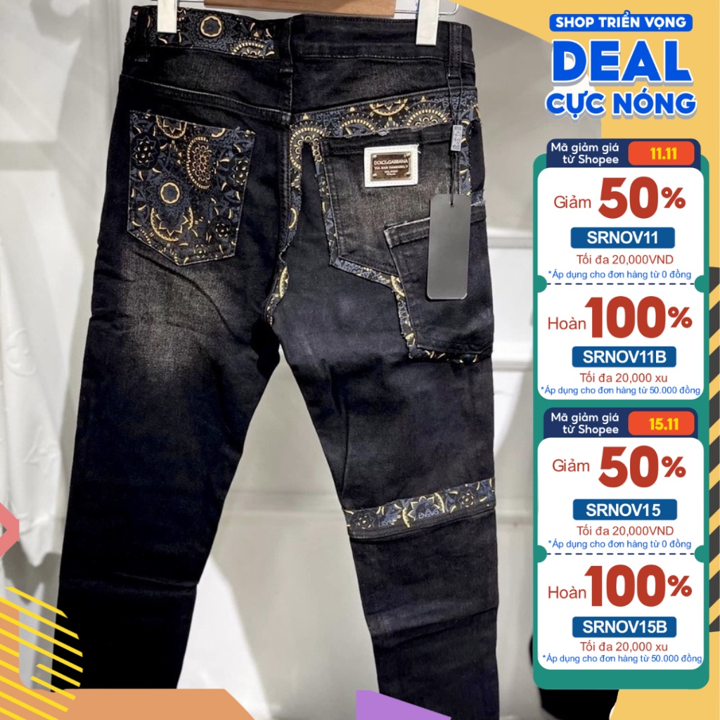 Quần Jeans Doncle  Quần Bò Doncle Quần Vá Sau Siêu Cấp Vải Bò Co Dãn 4 Chiều Không Phai Màu