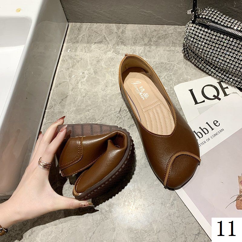 Giày Búp Bê Da Hở Ngón Size Lớn 35-43 41 42 Thời Trang Cho Phụ Nữ Trung Niên