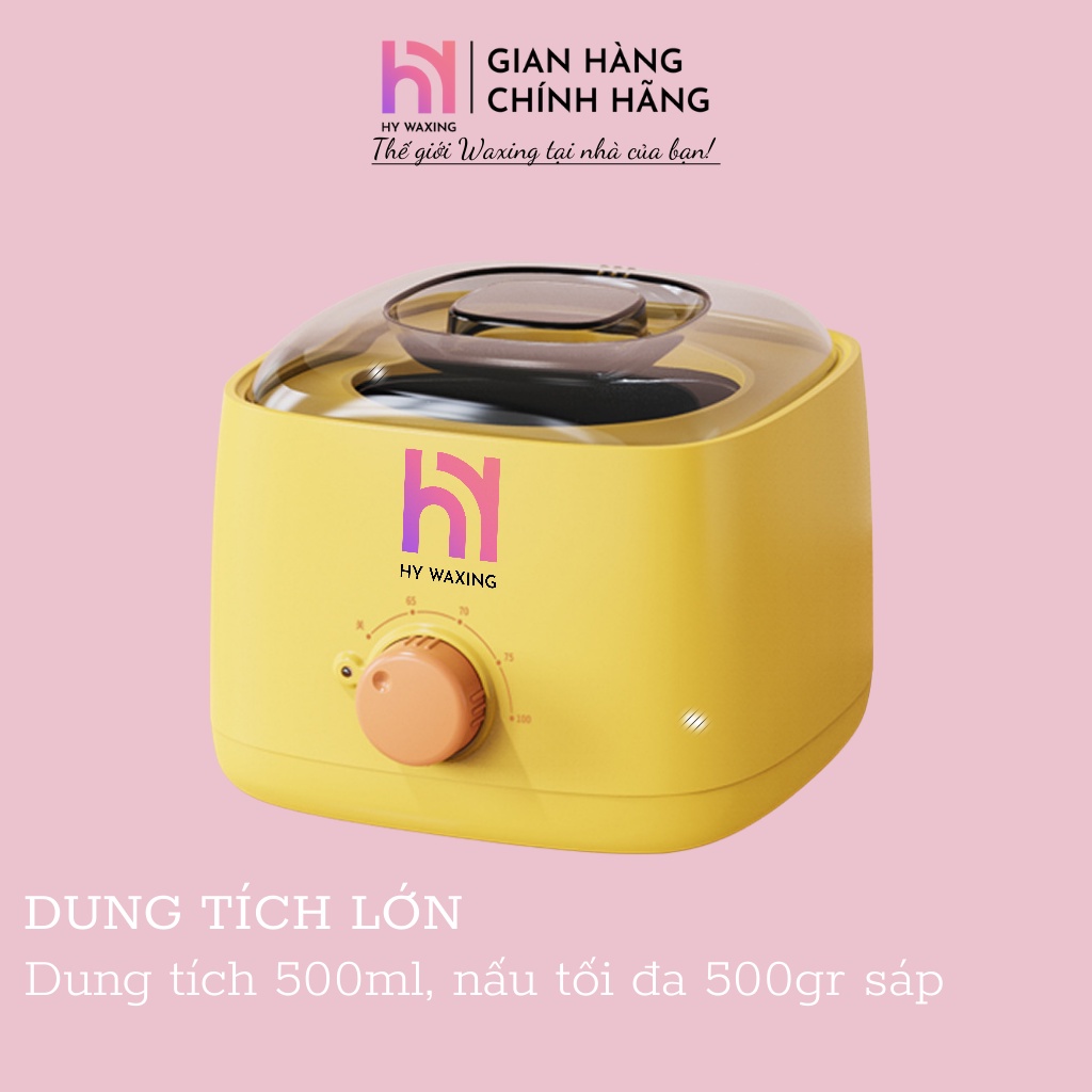 [CHE TÊN] Combo Nồi Nấu Sáp Wax Lông Chống Dính HY WAXING + 100gr Sáp Trong Suốt + 75gr Mỡ Trăn Tặng Que