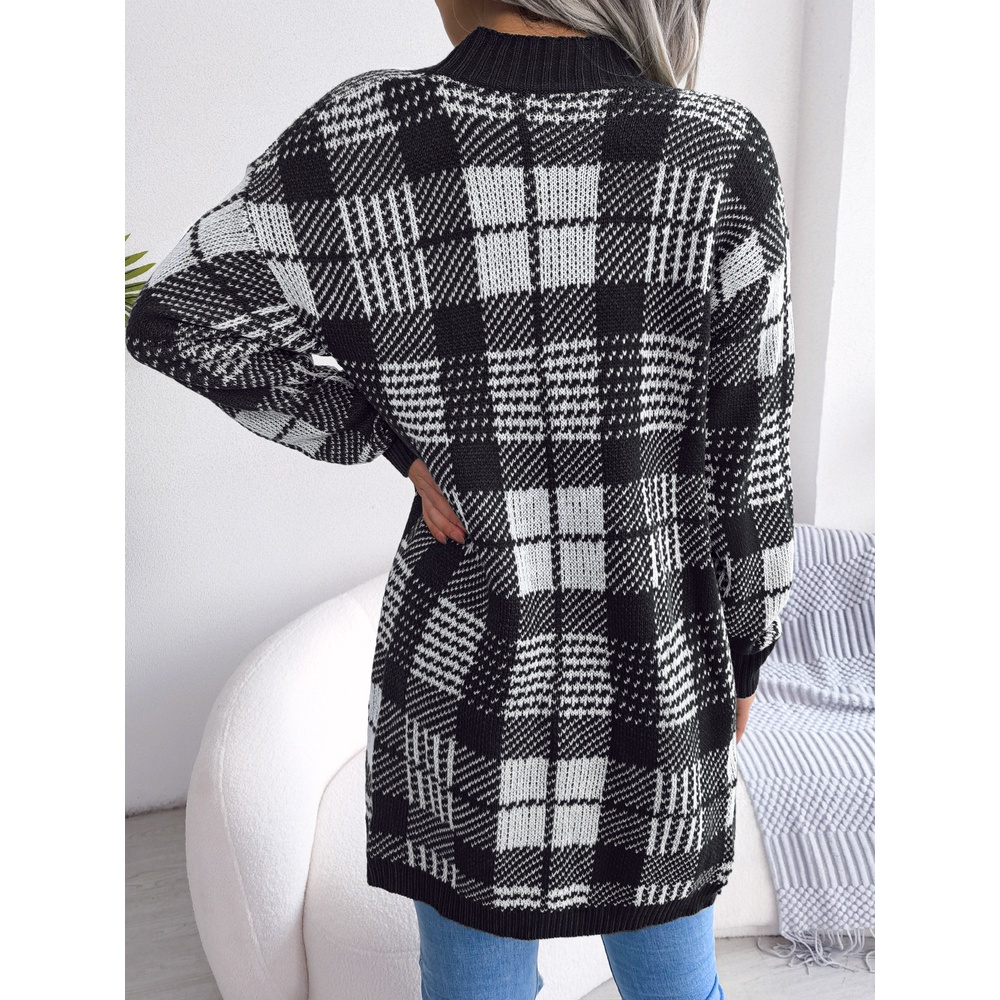 Áo Khoác Cardigan Dệt Kim Tay Dài Họa Tiết Kẻ Sọc Trắng Đen Thời Trang Thu Đông 2022 Cho Nữ