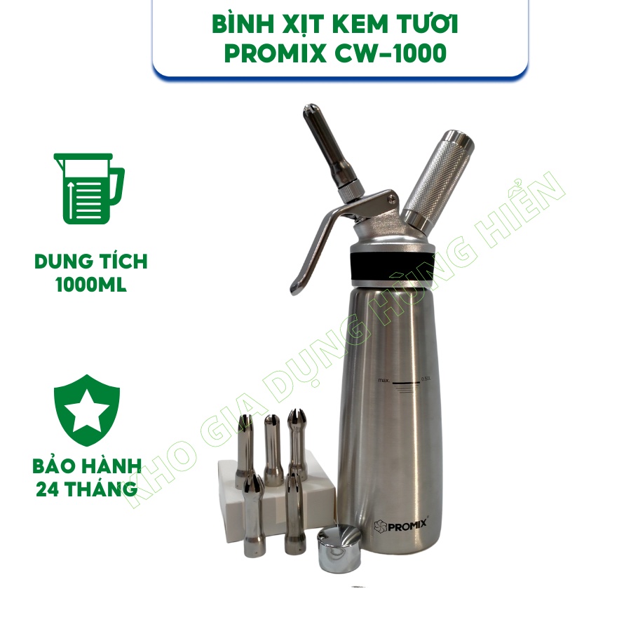 Bình xịt kem tươi Promix CW 1000 - Dung tích 1000ML - HÀNG CHÍNH HÃNG - BẢO HÀNH 12 THÁNG