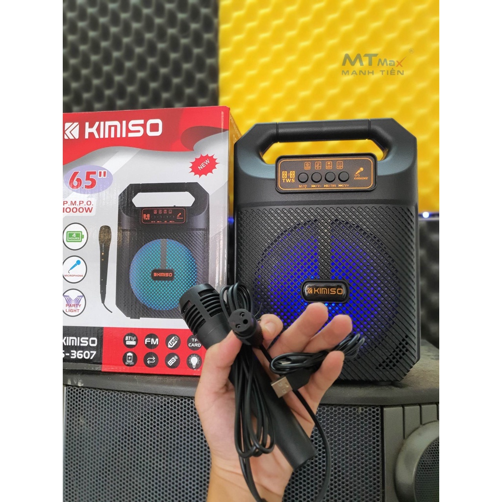 Loa karaoke Kèm Mic Kimiso QS-3607 chất âm khá kích thước nhỏ gọn karaoke mang đi chơi đi du lịch công suất 20W