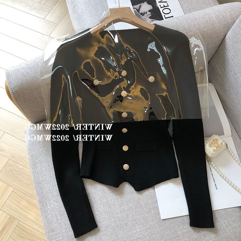 Áo Khoác Cardigan Len Màu Đen Dáng Ngắn Thời Trang Xuân Thu Dành Cho Nữ