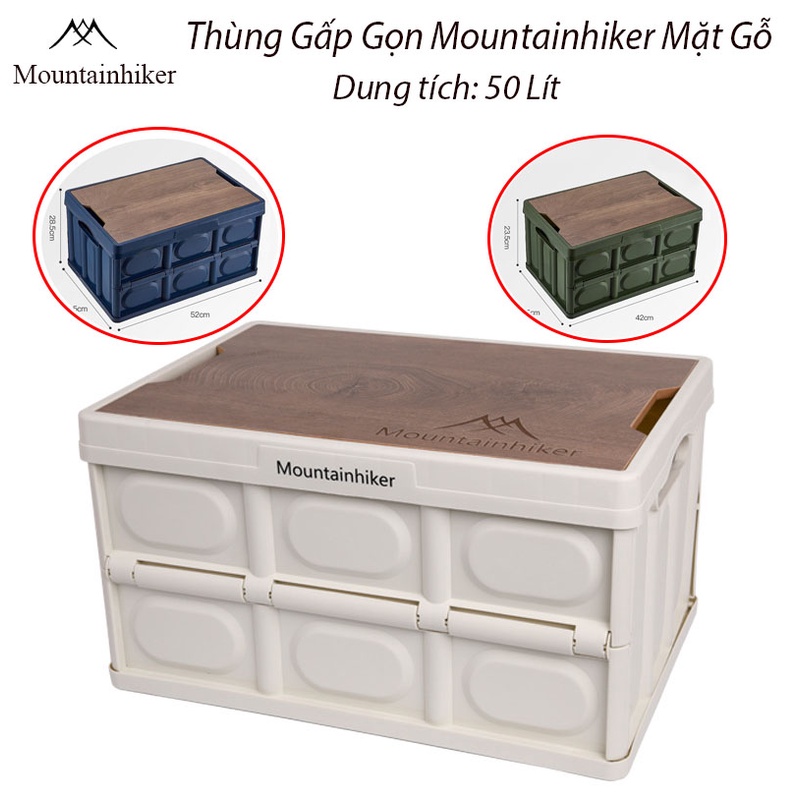 Thùng Nhựa Gấp Gọn Dã Ngoại Đựng Đồ Du Lịch Cắm Trại Dung Tích 50 Lít Chất Liệu Nhựa Cao Cấp Mặt Gỗ