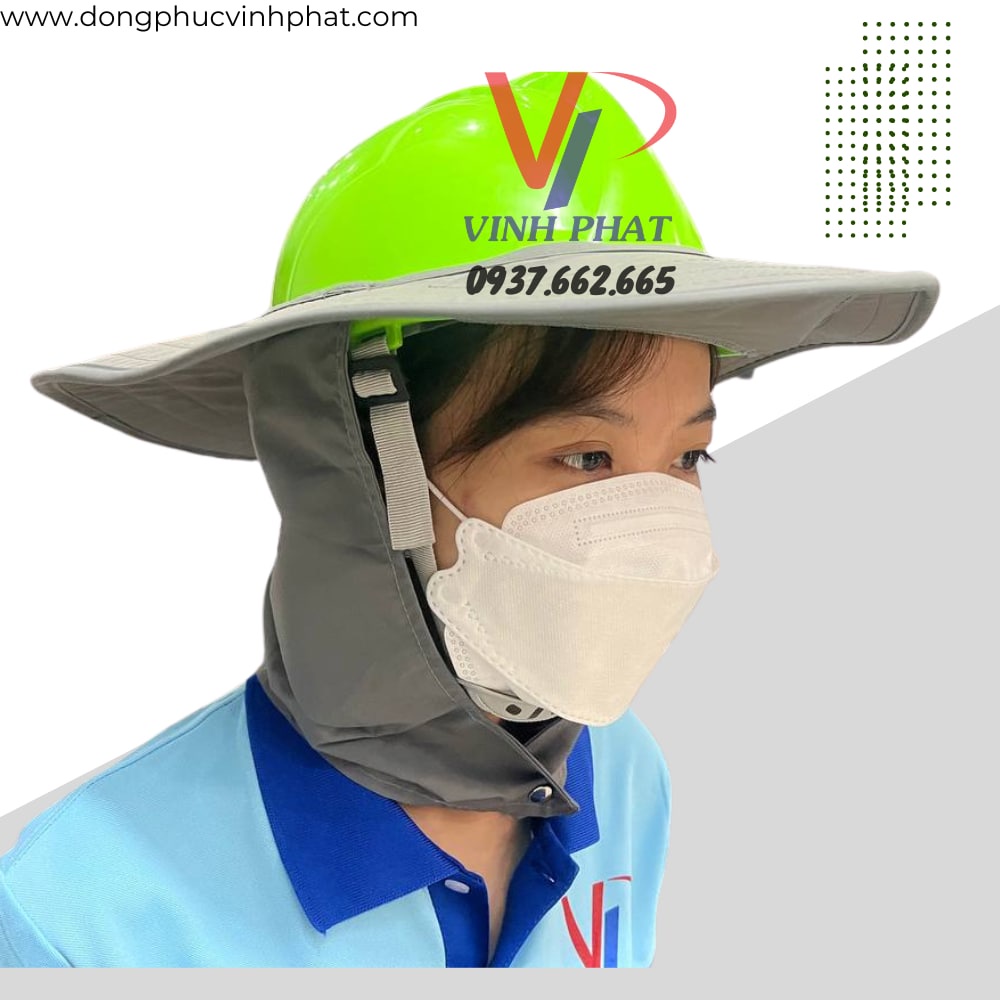 Vành mũ nón che nắng bảo hộ màu xám cho công nhân lao động chất lượng đảm bảo an toàn