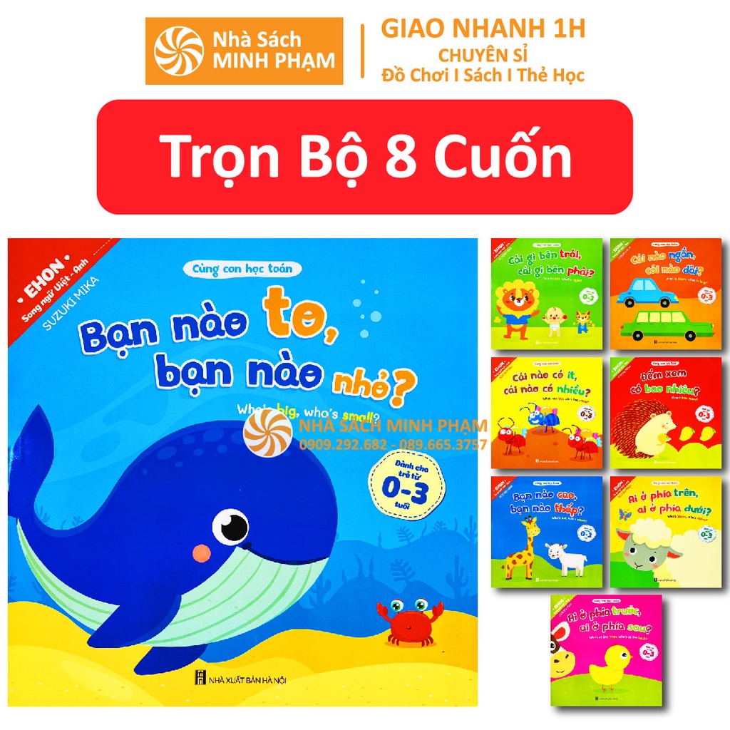 Sách - Bộ 8c Ehon Toán Học Đầu Đời Cho Bé 0-3 Tuổi: Cùng Con Học Toán - Song Ngữ Việt Anh