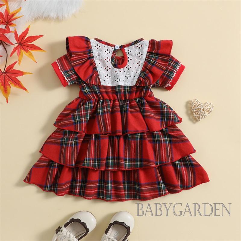 Đầm Tay Ngắn Cổ Thuyền Viền Ren Họa Tiết Kẻ Sọc Phối Bèo Dễ Thương Thời Trang Mùa Hè Cho Bé Gái 6 Tháng-4 Tuổi