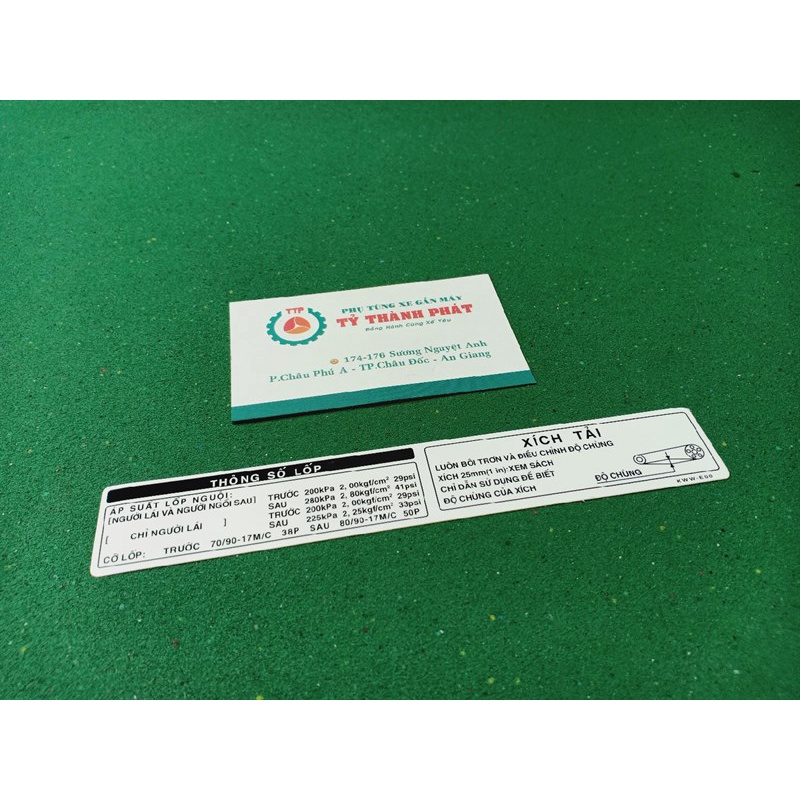 Tem thông số lốp WS 110, RSX 14, SPe 110 zin (Miếng)