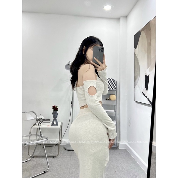 CHÂN VÁY CÁCH ĐIỆU VÀ ÁO YẾM DÀI TAY THIẾT KẾ CAO CẤP - MIM