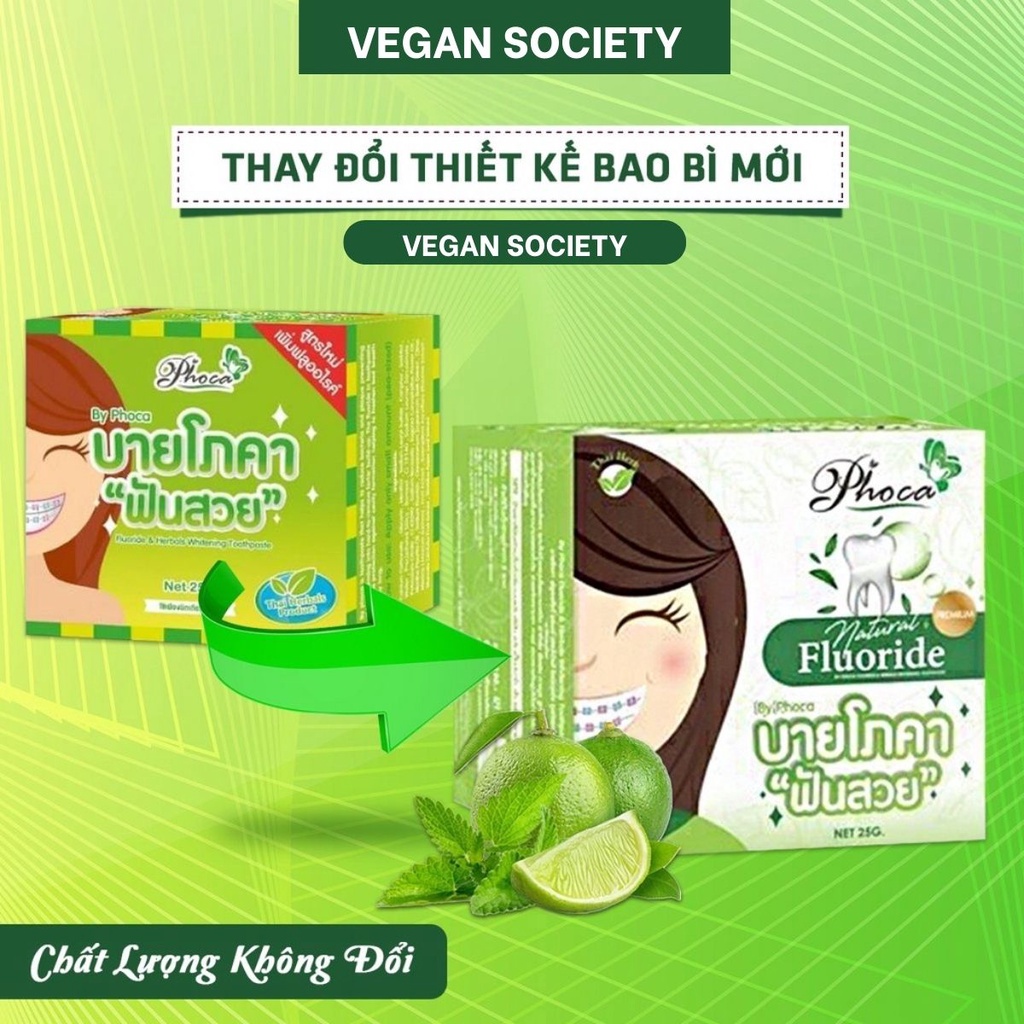 Kem đánh răng thảo dược BY PHOCA Thái Lan 25g giúp răng trắng sáng, hơi thở thơm