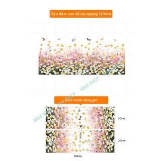Decal dán tường combo tán hoa + chân cúc hoạ mi ( kt 1m2*1m2)