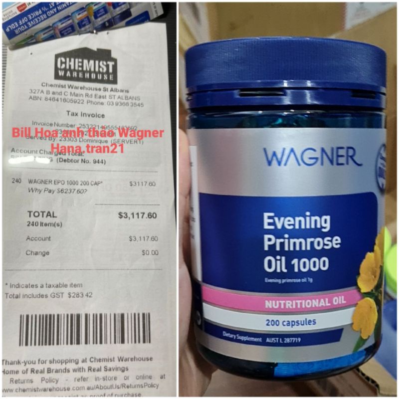 Tinh dầu hoa anh thảo Wagner - Evening Primrose Oil 1000mg của Úc