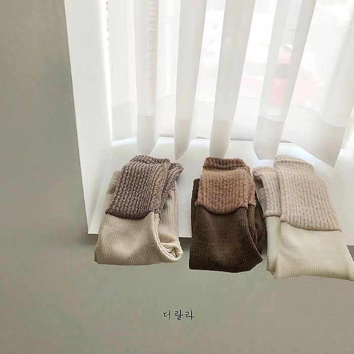 Quần Legging Vải Lông Cừu Mỏng Họa Tiết Kẻ Sọc Thời Trang Thu Đông Cho Bé Trai Và Gái 9S2U