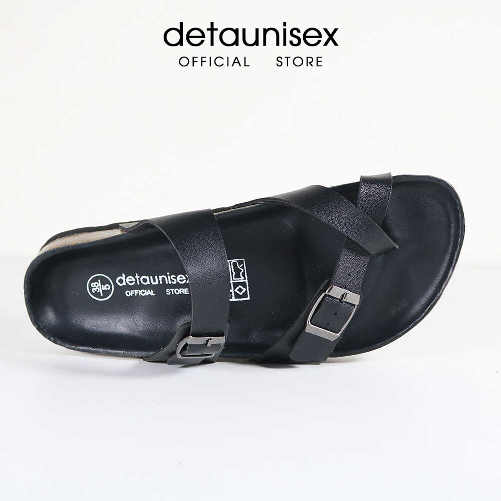 Dép Birken đế trấu xỏ ngón nam nữ đi mưa lót đen Detaunisex - DETA22