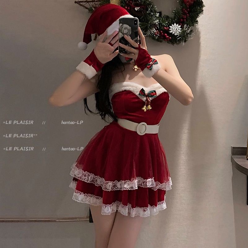 N15 váy noel đầm giáng sinh cosplay cô gái noel sexy gợi cảm
