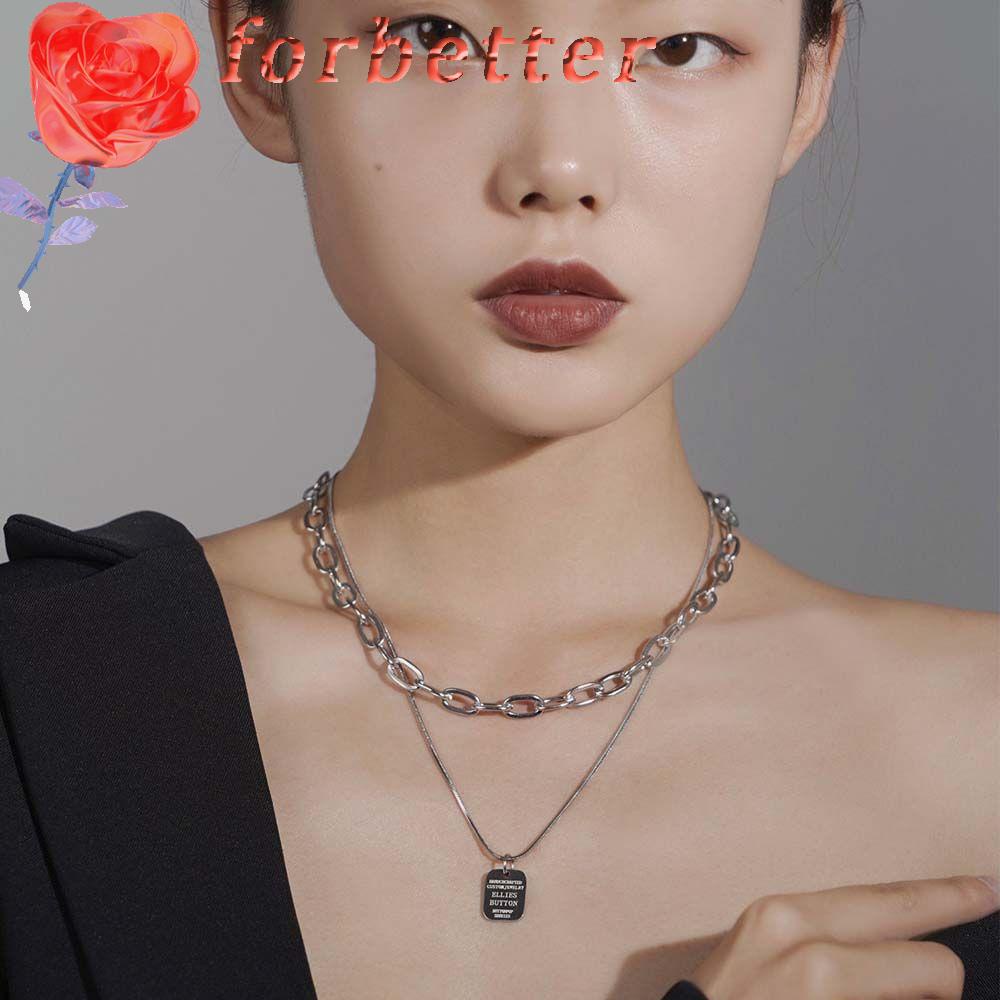 Vòng cổ hai lớp bằng hợp kim phong cách hip hop Hàn Quốc thời trang dành cho nữ