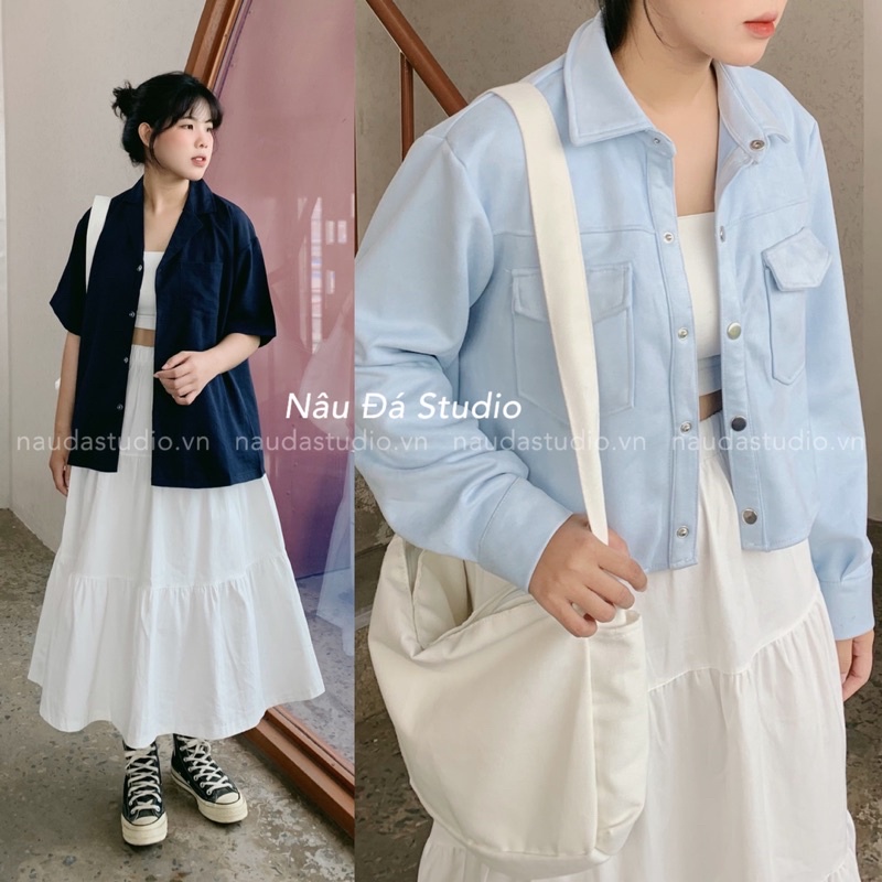 ÁO CROPTOP DÂY MÚT NGỰC  - NÂU ĐÁ STUDIO.