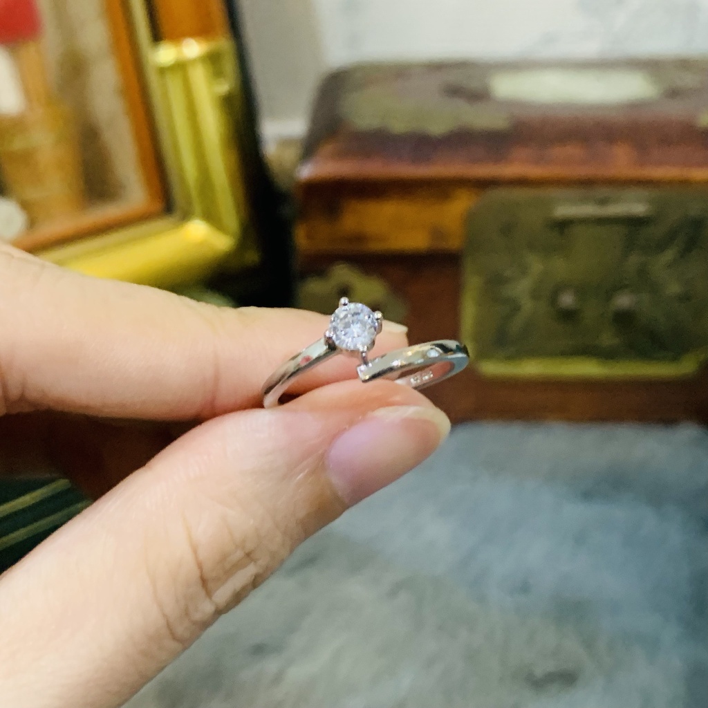 N6.209. Nhẫn bạc đa Cz sáng thanh lịch | Độc lạ | Vintage | Silver | Si Nhật | Japan | 2HAND | Bạc |trang sức nhật bản