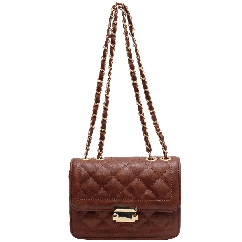 IELGY Túi Đeo Chéo Dây Xích Hình Thoi Màu Be Phong Cách Hàn Quốc Cho Nữ