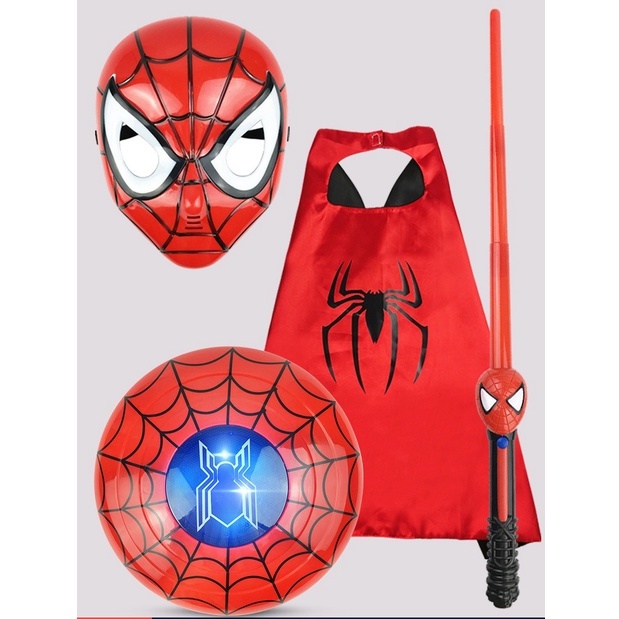 Áo siêu nhân spider man bé trai - bộ đồ chơi áo choàng kiếm khiên găng tay spiderman nhí- người nhện dơi captain bat-man